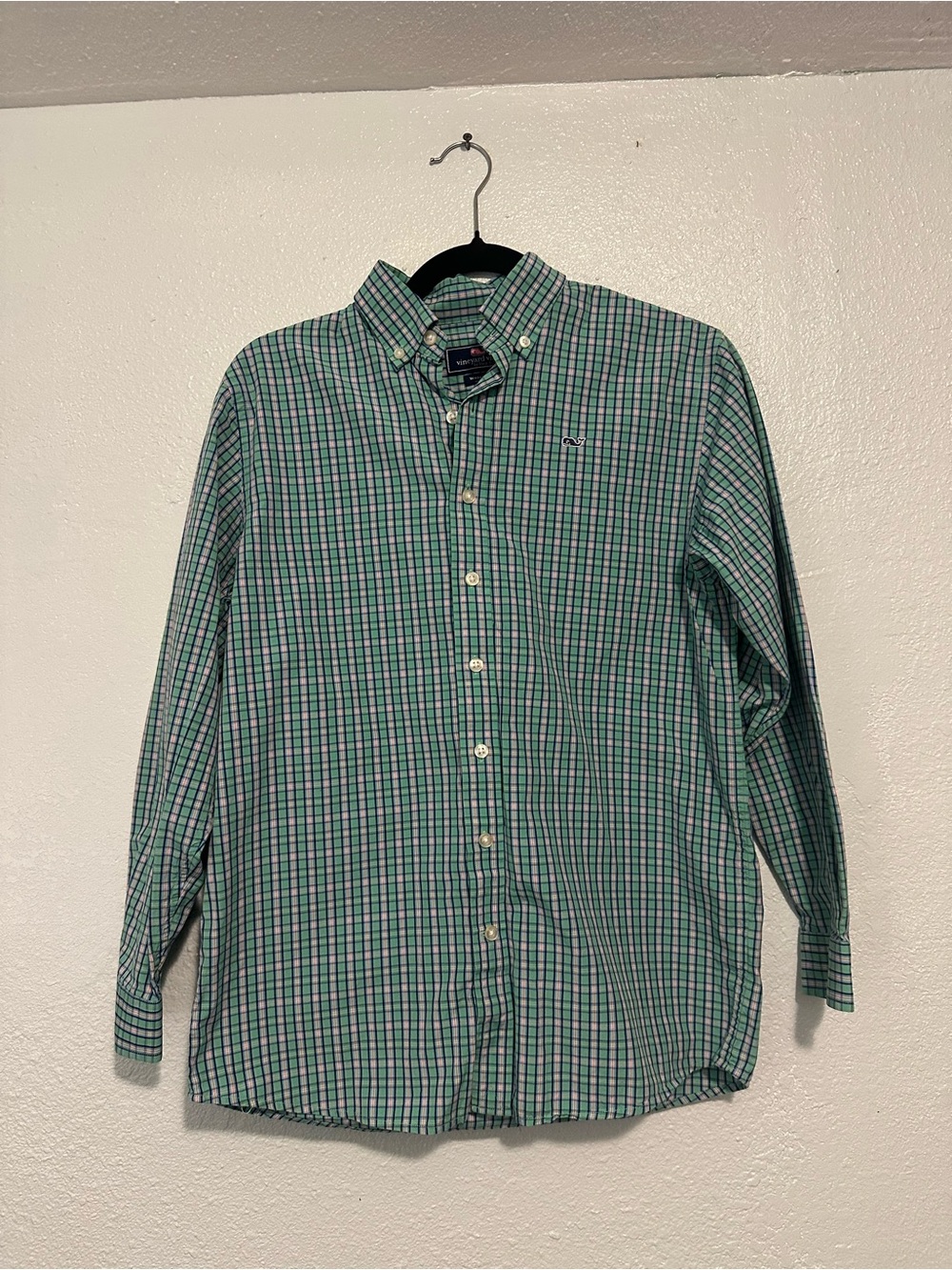 Vineyard Vines Green & Blue Plaid Button-Down Shirt Size L (16-18)